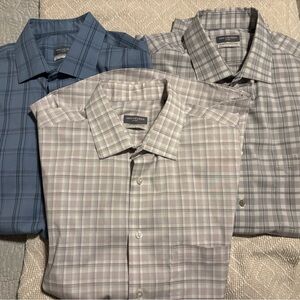Van Heusen Men's Dress Shirts (3) - Blue, Gray, Purple - 16/16.5 neck, 32/33 s…